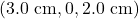 (3.0~\mathrm{cm}, 0, 2.0~\mathrm{cm})