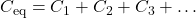 C_{\mathrm{eq}}=C_1+C_2+C_3+\ldots