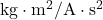 \mathrm{kg}\cdot\mathrm{m}^2/\mathrm{A}\cdot\mathrm{s}^2