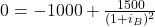 0 = -1000 + \frac{1500}{(1+i_B)^2}