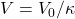 Rendered by QuickLaTeX.com V=V_0/\kappa