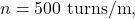 n=500~\mathrm{turns/m},