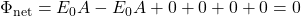 \Phi_{\mathrm{net}}=E_0A-E_0A+0+0+0+0=0
