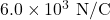 6.0\times10^3~\mathrm{N/C}