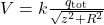 V=k\frac{q_{\mathrm{tot}}}{\sqrt{z^2+R^2}}