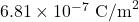 6.81\times10^{-7}~\mathrm{C/m}^2