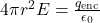 4\pi r^2E=\frac{q_{\mathrm{enc}}}{\epsilon_0}