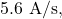 5.6~\mathrm{A/s},