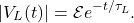 \[|V_L(t)|=\mathcal{E}e^{-t/\tau_L}.\]