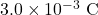 3.0\times10^{-3}~\mathrm{C}
