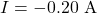 I=-0.20~\mathrm{A}