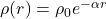 \rho(r)=\rho_0e^{-\alpha r}