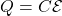 Q=C\mathcal{E}