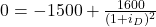 0 = -1500 + \frac{1600}{(1+i_D)^2}