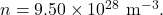 n=9.50\times10^{28}~\mathrm{m}^{-3}.