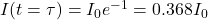 I(t=\tau)=I_0e^{-1}=0.368I_0