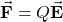 \begin{equation*}\vec{\mathbf{F}}=Q\vec{\mathbf{E}}\end{equation*}