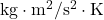 \mathrm{kg}\cdot\mathrm{m}^2/\mathrm{s}^2\cdot\mathrm{K}