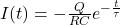 I(t)=-\frac{Q}{RC}e^{-\frac{t}{\tau}}