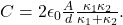 C=2\epsilon_0\frac{A}{d}\frac{\kappa_1\kappa_2}{\kappa_1+\kappa_2}.