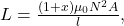 L=\frac{(1+x)\mu_0N^2A}{l},