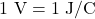 1~\mathrm{V}=1~\mathrm{J/C}