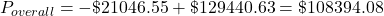 P_{overall} = -\$ 21 046.55 + \$ 129 440.63 = \$ 108 394.08