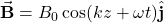\vec{\mathbf{B}}=B_0\cos(kz+\omega t)\hat{\mathbf{j}}