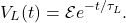 \begin{equation*}V_L(t)=\mathcal{E}e^{-t/\tau_L}.\end{equation*}