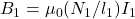B_1=\mu_0(N_1/l_1)I_1