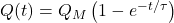 Q(t)=Q_M\left(1-e^{-t/\tau}\right)