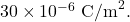 30\times10^{-6}~\mathrm{C/m}^2.