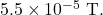 5.5\times10^{-5}~\mathrm{T}.