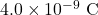 4.0\times10^{-9}~\mathrm{C}