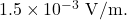 1.5\times10^{-3}~\mathrm{V/m}.