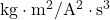 \mathrm{kg}\cdot\mathrm{m}^2/\mathrm{A}^2\cdot\mathrm{s}^3