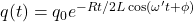 q(t)=q_0e^{-Rt/2L\cos(\omega't+\phi)}