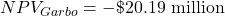 NPV_{Garbo}= -\$ \text{20.19 million}