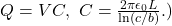 Q=VC,~C=\frac{2\pi\epsilon_0L}{\mathrm{ln}(c/b)}.)