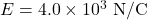 E=4.0\times10^3~\mathrm{N/C}