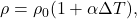 \rho=\rho_0(1+\alpha\Delta T),