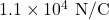 1.1\times10^4~\mathrm{N/C}