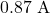 0.87~\mathrm{A}