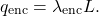 \[q_{\mathrm{enc}}=\lambda_{\mathrm{enc}}L.\]