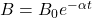 B=B_0e^{-\alpha t}