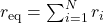 r_{\mathrm{eq}}=\sum_{i=1}^{N}r_i