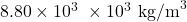 8.80\times10^{3}~\times10^3~\mathrm{kg/m}^3