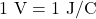 \[1~\mathrm{V}=1~\mathrm{J/C}\]