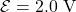 \mathcal{E}=2.0~\mathrm{V}