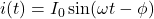 i(t)=I_0\sin(\omega t-\phi)